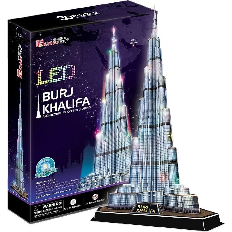 Cubic Fun 3D LED-Puslespil Burj Khalifa, 136 Brikker