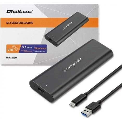 Qoltec M.2 NVMe SSD-kabinet USB-C, sort