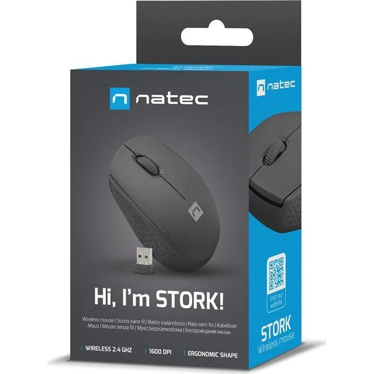 Natec STORK Trådløs Mus 1600 DPI, Sort