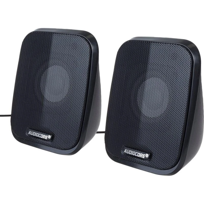 Audiocore AC835 2.0 Højttalere med LED, USB & AUX, Sort