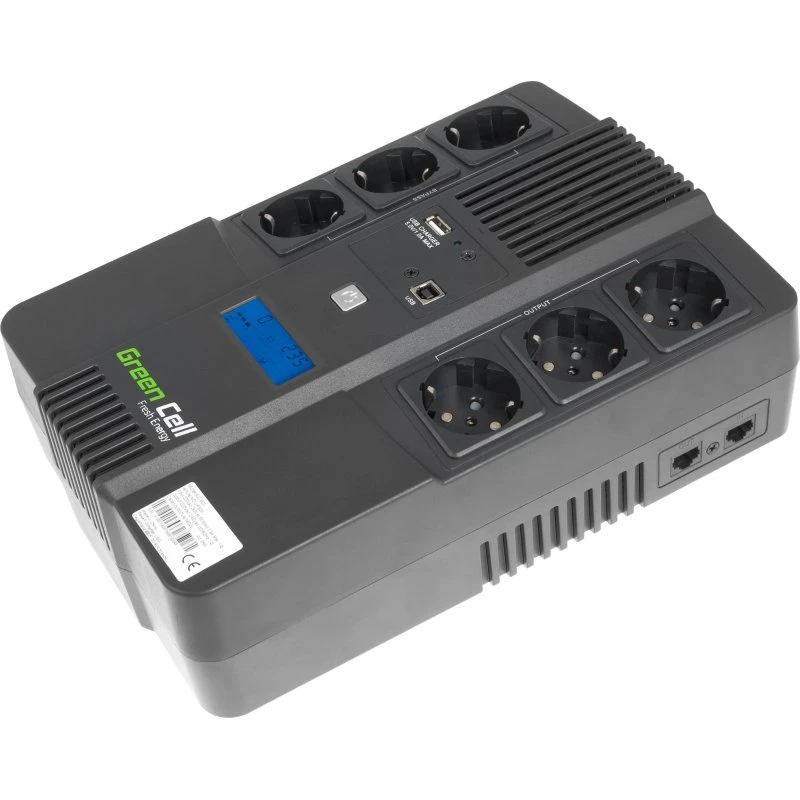 Green Cell AiO UPS 360W 600VA - 6 AC-stik