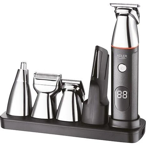 Adler AD 2946 5-i-1 Hårtrimmer med display, sort/stål
