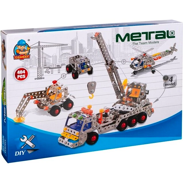Metal Byggesæt 4-i-1, 404 dele