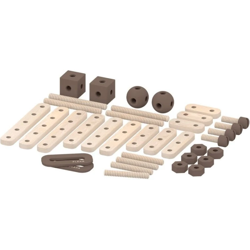 Flexa Byggesæt 36 dele – massiv birk, brun
