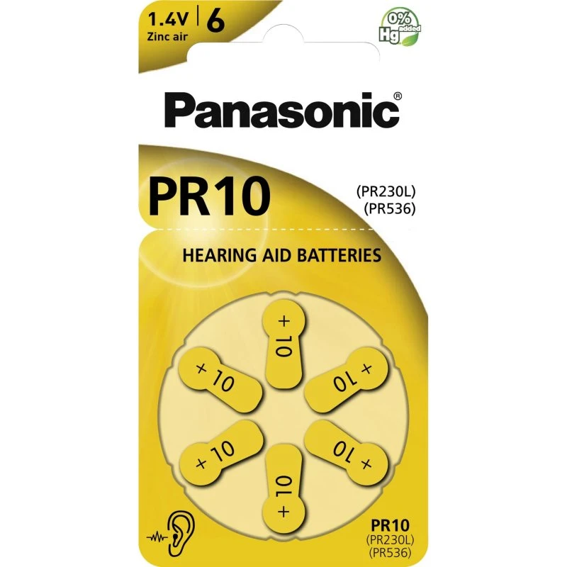 Panasonic PR10 Høreapparatbatterier 6 stk