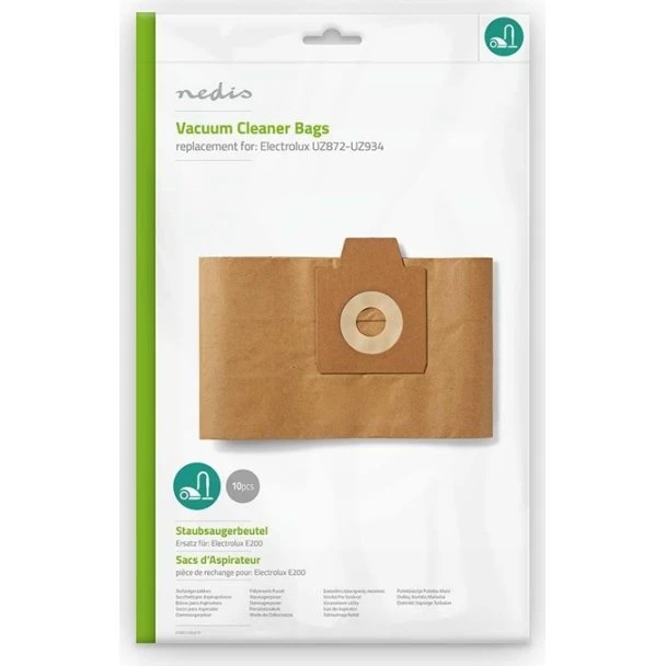 Nedis DUBG112ELE10 - 10 støvsugerposer, brun, papir