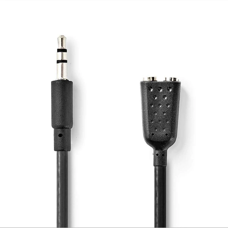 Nedis Audio Splitter 3,5 mm, 20 cm, Rund, Sort