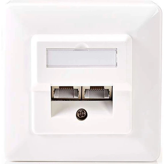 Nedis Network Wall Box | 2-port | CAT5e | Guldpladeret | Hvid | In-Wall