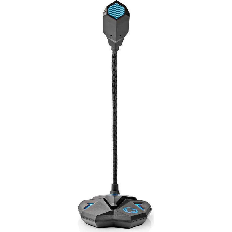 Nedis Streaming og Gaming Mikrofon, USB, Svanehals, 3.5 mm Hovedtelefonudgang, Sort