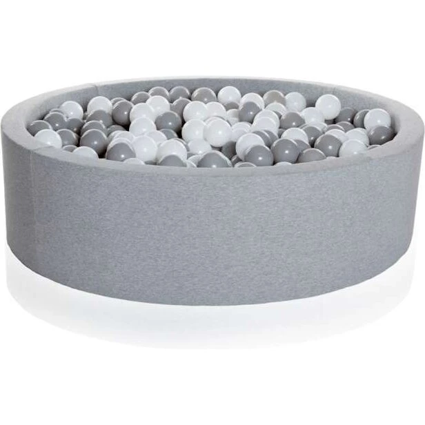 Kid'oh Boldbassin 90x30 cm - Grå med 100 hvide bolde