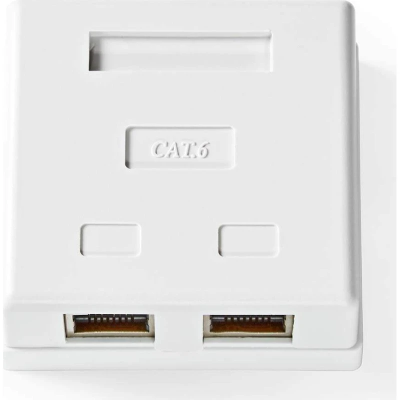 Nedis Netværksvægboks | 2-Port CAT6 S/FTP | Guldplateret | Hvid | På væggen