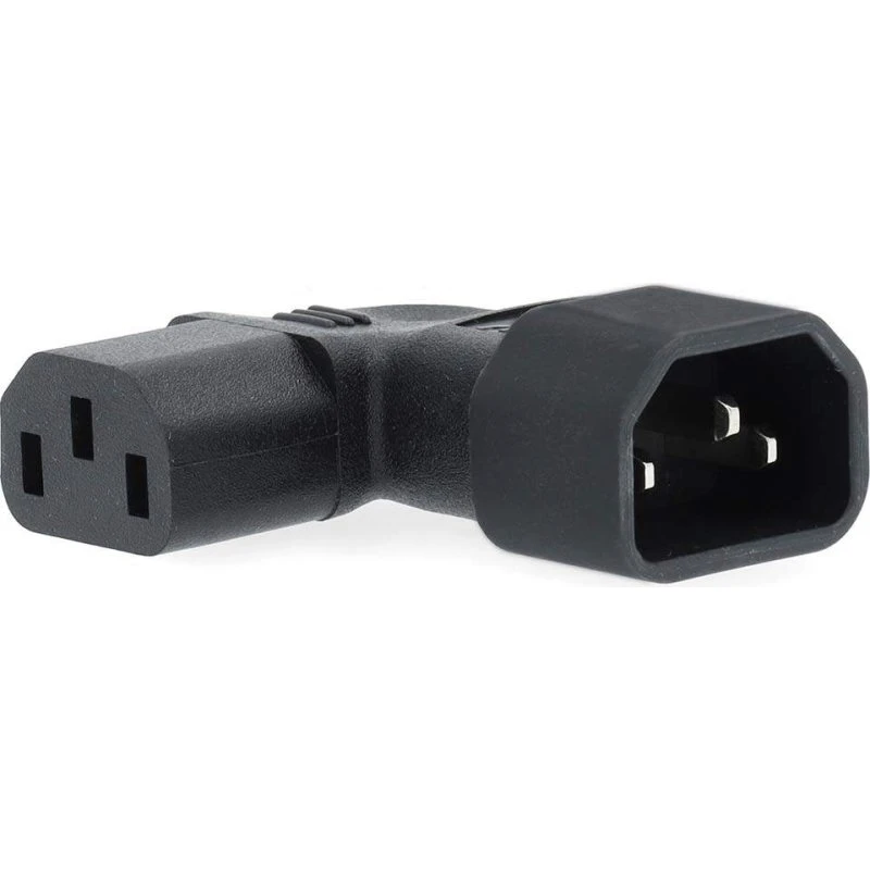 Nedis Extension Plug | Vinklet C14 til C13 | Venstrevinklet | Nikkelplateret | Sort