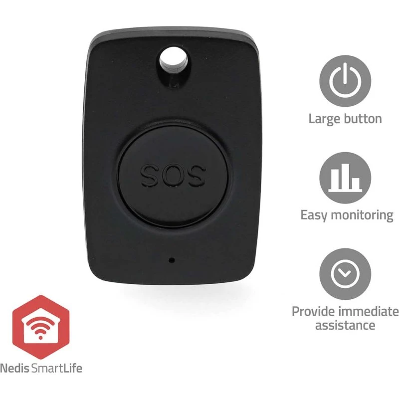 Nedis Smart Panikknap ZBPB10BK | Zigbee 3.0 | CR2450 | Sort