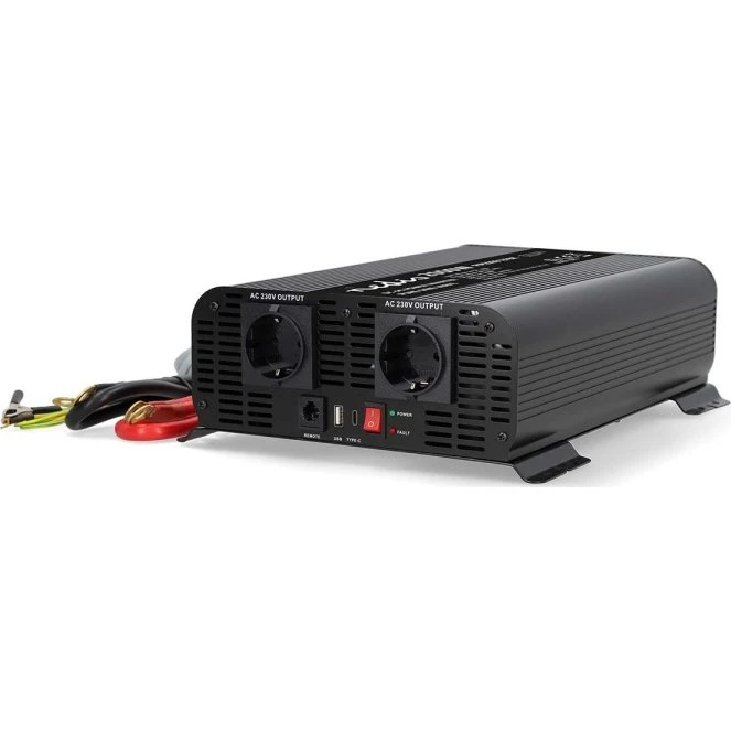 Nedis Vekselretter 2000W Ren Sinusbølge, 12V DC, Sort