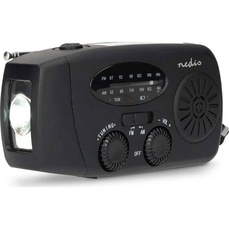 Nedis Nødradio RDFMCR2000BK med Håndsving, Powerbank & LED-lygte
