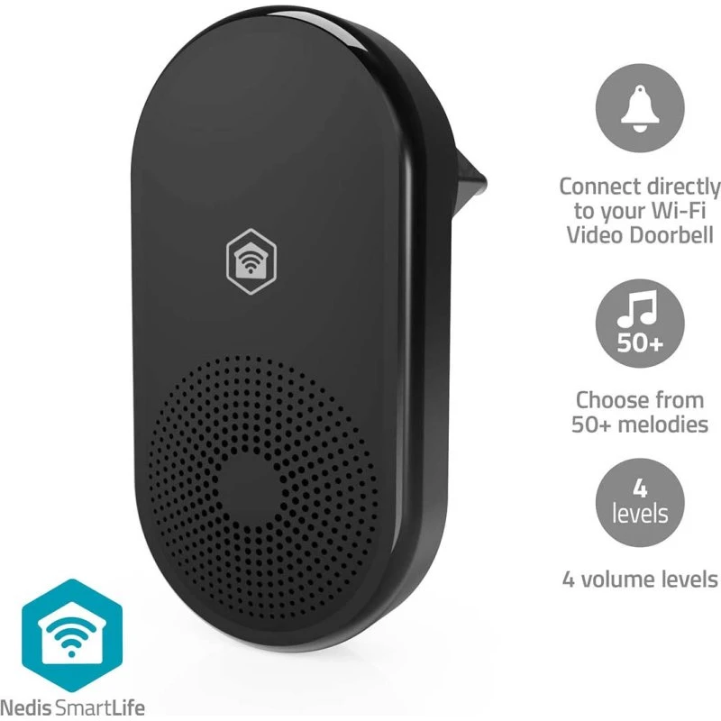 Nedis SmartLife Klokke 433 MHz, 55 lyde, sort
