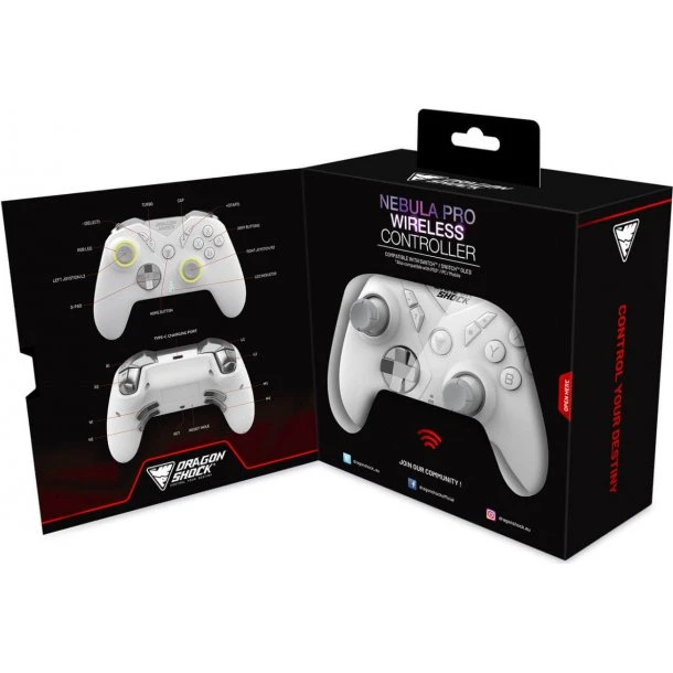 Dragonshock Nebula Pro Trådløs Controller Hvid til Nintendo Switch