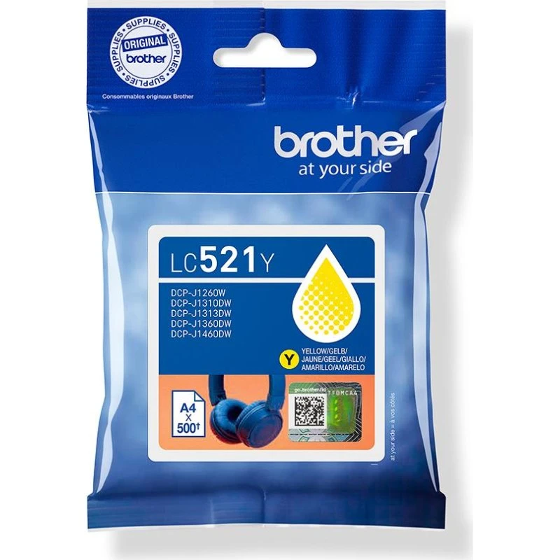 Brother LC521Y Gul Blækpatron, 500 Sider