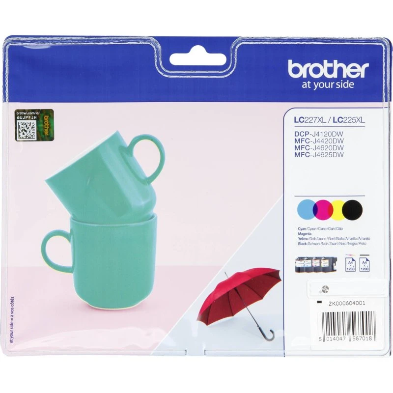Brother LC227XLVALBP 4-pak Højtydende Blækpatroner Sort/Cyan/Magenta/Gul