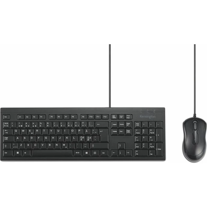 Kensington KM100 EQ Tastatur & Mus – Kablet, Nordisk, Sort