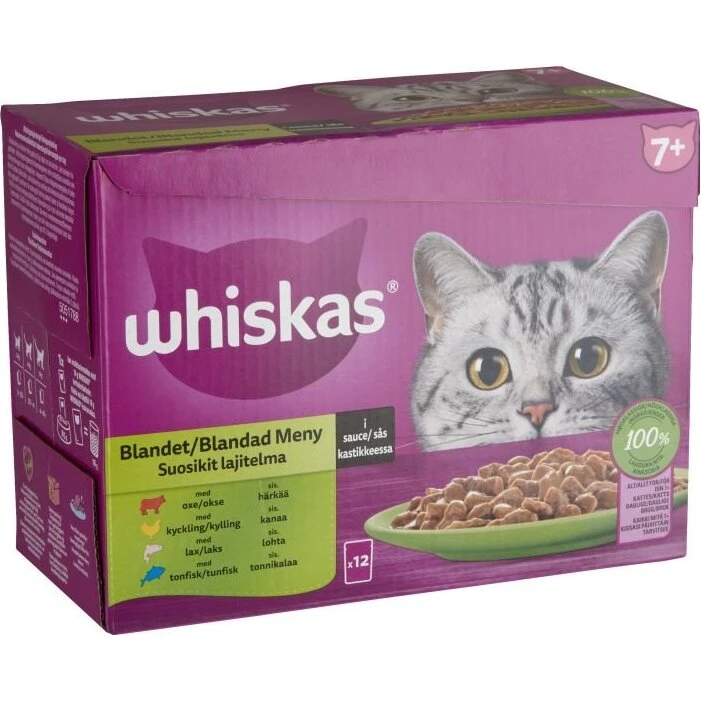 Whiskas Vådfoder Senior i sovs, blandet smag 1020 g