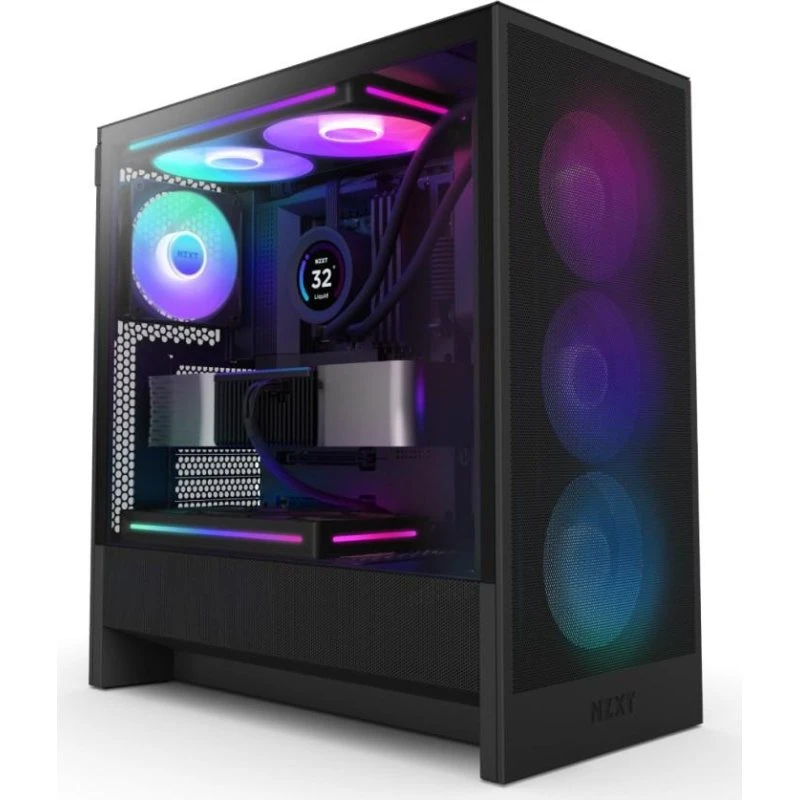 NZXT H5 Flow RGB (2024) Miditower, Sort, Tempered Glass