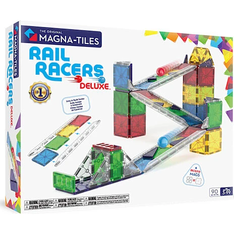 Magna-Tiles Rail Racers Deluxe kuglebane, 90 dele