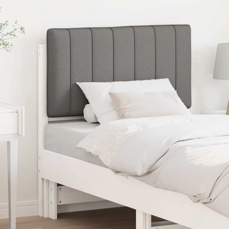 vidaXL Polstret Sengegavl 80 cm Hvid/Lys Grå Massiv Fyrretræ