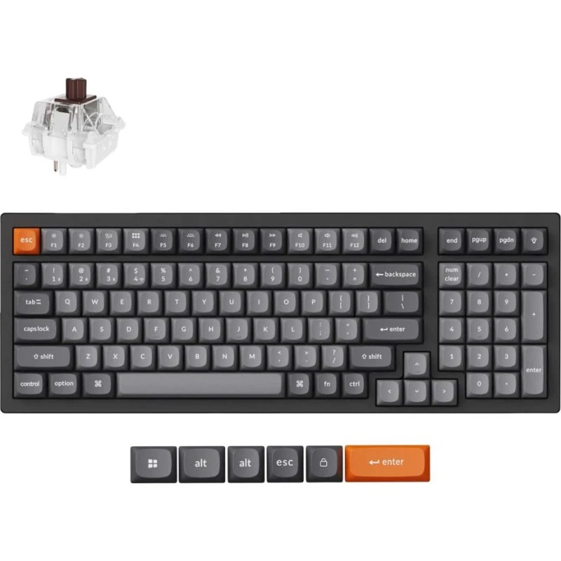 Keychron K4 MAX Super Brown Trådløs Tastatur, 96%, Grå