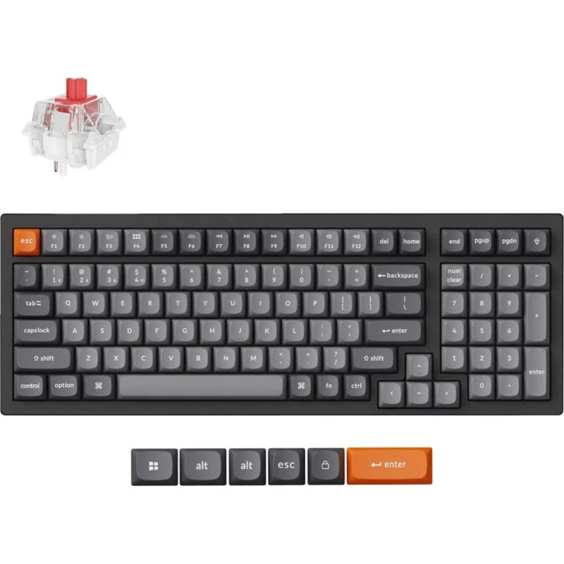 Keychron K4 MAX Super Red 96% Trådløs Tastatur - Nordisk - Grå