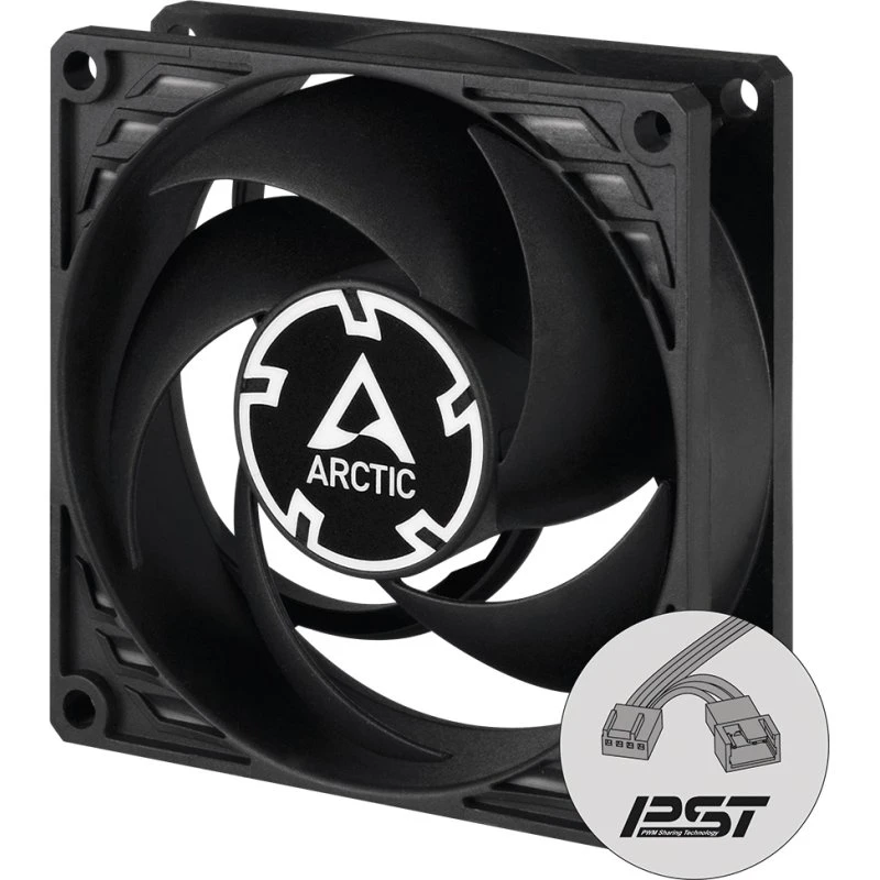 Arctic P8 PWM PST CO 80mm Kabinet Køler Sort