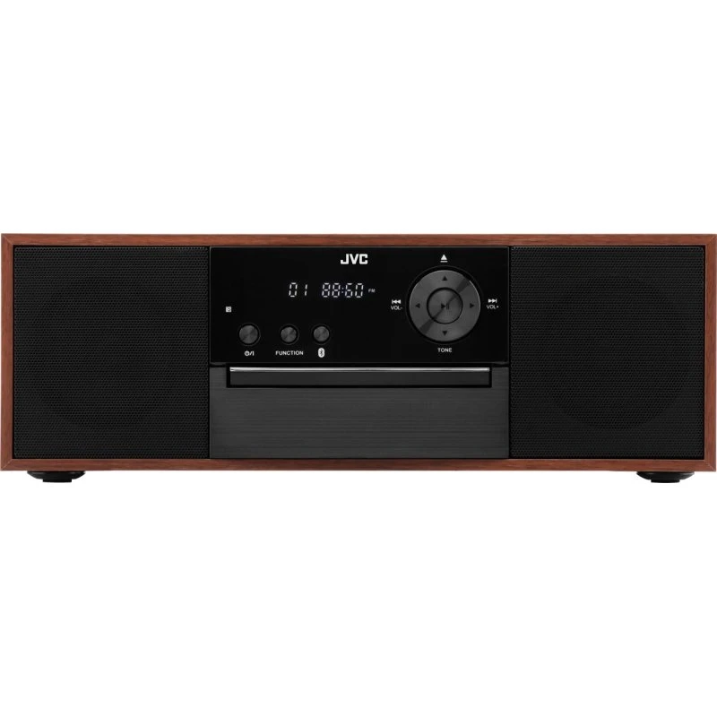 JVC RD-E761 Mini Tower Stereoanlæg, 16 W, Bluetooth, Træ, Sort