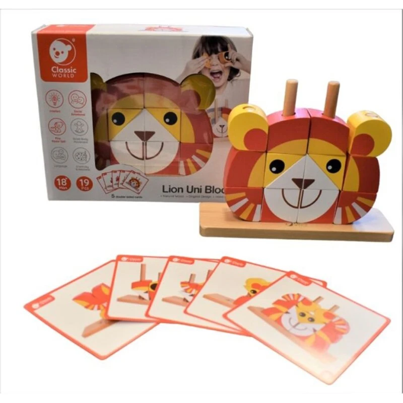 Classic World Træklodser med instrukskort – Løve (19 dele)