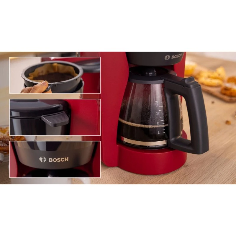 Bosch TKA3M134 Kaffemaskine 1,4 L Rød
