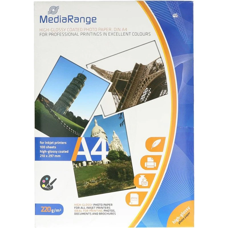 MediaRange MRINK103 Høj-skinnende Fotopapir A4 220g 100 ark