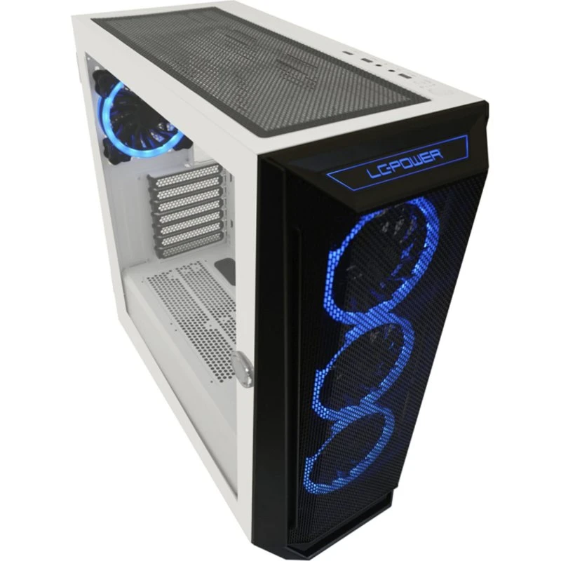 LC Power Gaming 805BW Mid Tower, Hvid/Sort, Med Hærdet Glasvindue