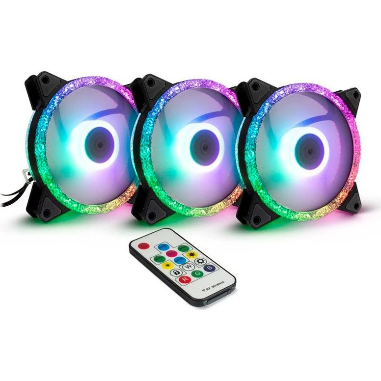 Inter-Tech Argus RGB-Fan Set RS-07, 3x 120mm, Sort, 1200 RPM