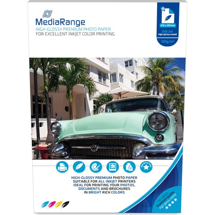 MediaRange Højglans Fotopapir A4 50 ark 180 g/m²