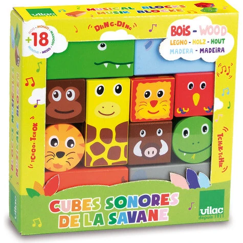 Træklodser med lyd – Jungledyr (11 stk)