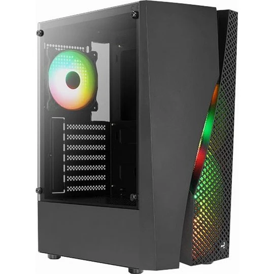 AeroCool Wave Tower ATX Sort med hærdet glas og RGB-ventilatorer