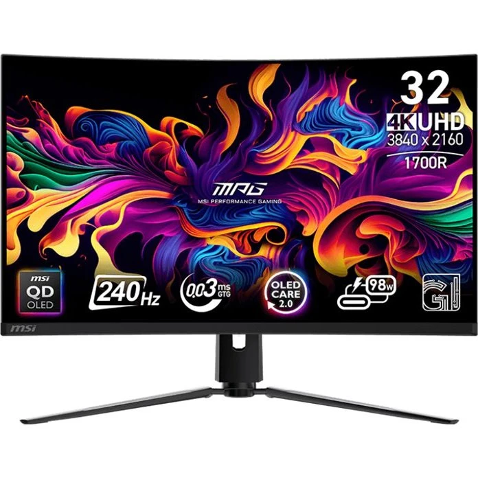 MSI MPG 321CURXDE QD-OLED 32" 4K 240Hz Gaming Monitor Sort
