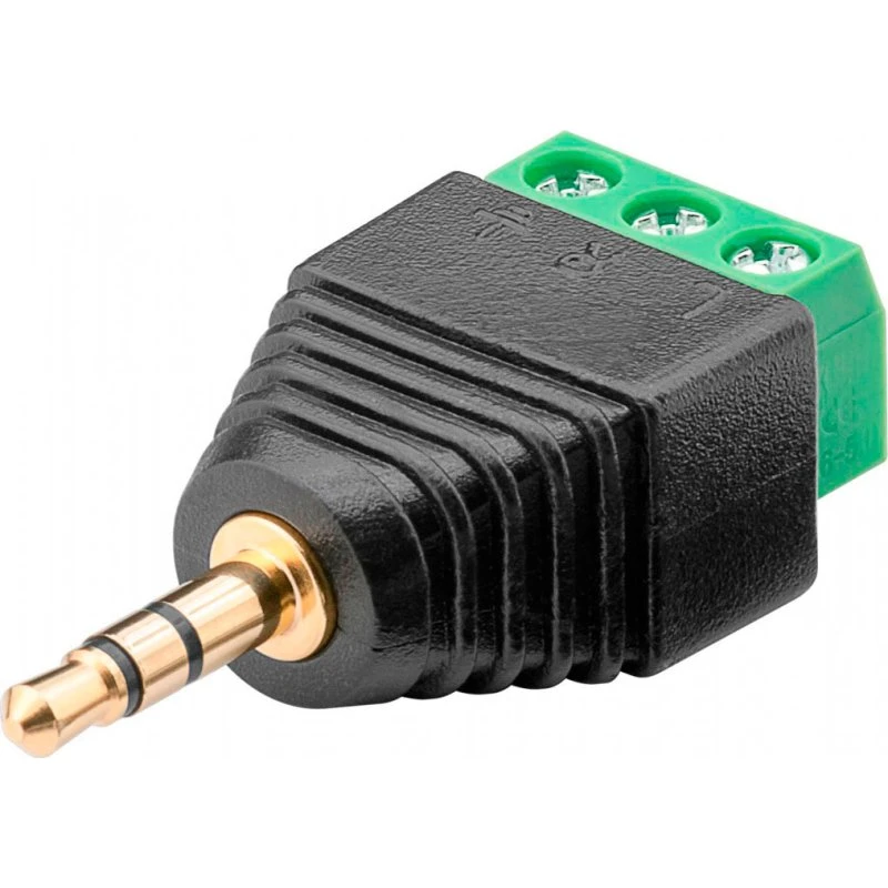 Goobay 76745 3,5 mm stereo han til 3-pin skrueterminaler, sort