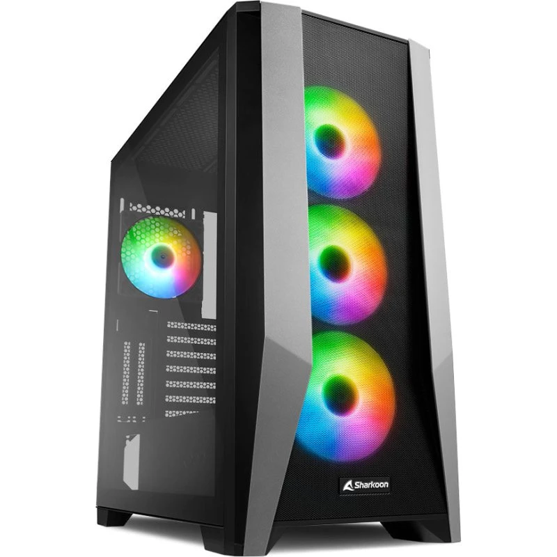 Sharkoon TG7M RGB ATX Mid Tower - Sort Grå