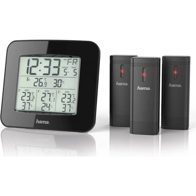 Hama EWS-Trio 3x Sensor Vejrstation, Sort