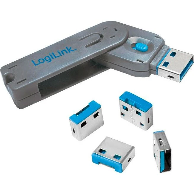 Logilink AU0043 USB-A Port Blocker (1 nøgle, 4 lås, blå)