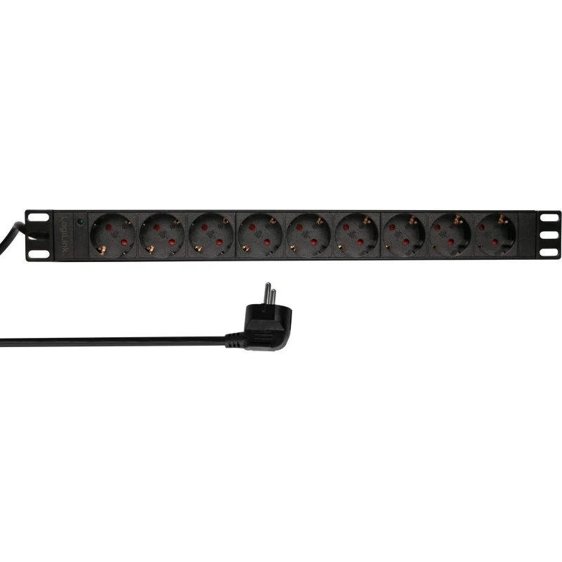 LogiLink 9-vejs grenstik til 19" rack U1 Sort