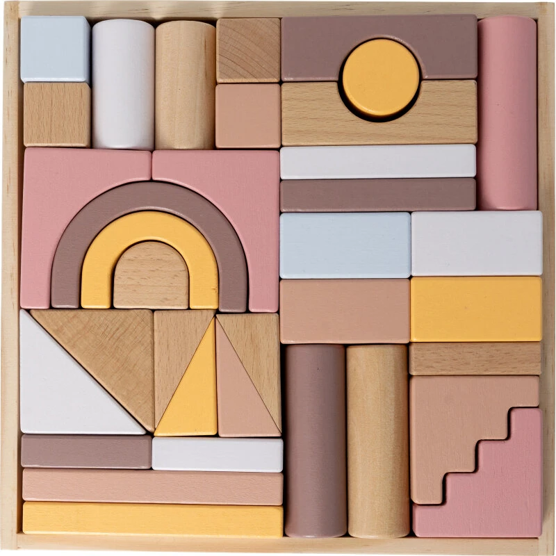 byASTRUP Bakke med træklodser, rosa (33 dele)