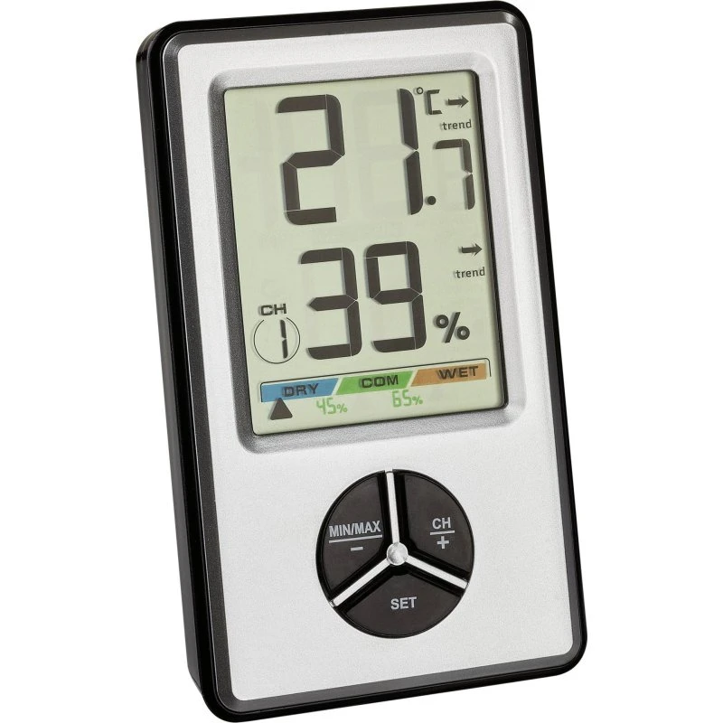 TFA Dostmann 30.5045.54 Digitalt Termo-Hygrometer Sølv