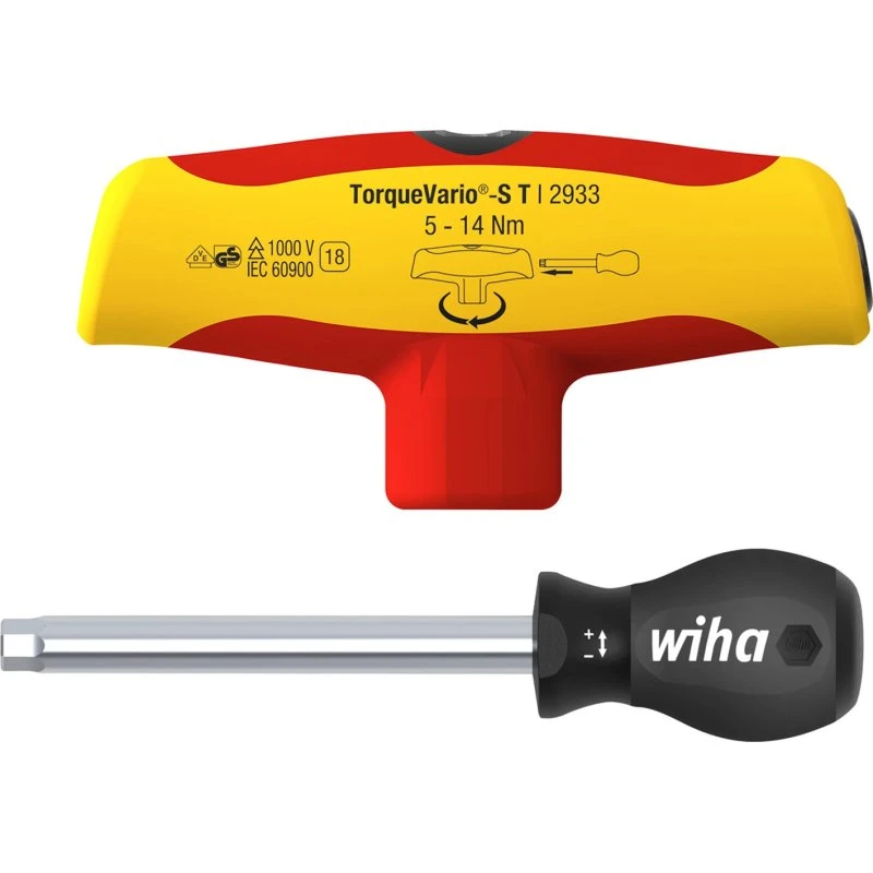 Wiha TorqueVario-S T 2933 T-håndtagsnøgle 2 stk, 5-14 N·m, isoleret