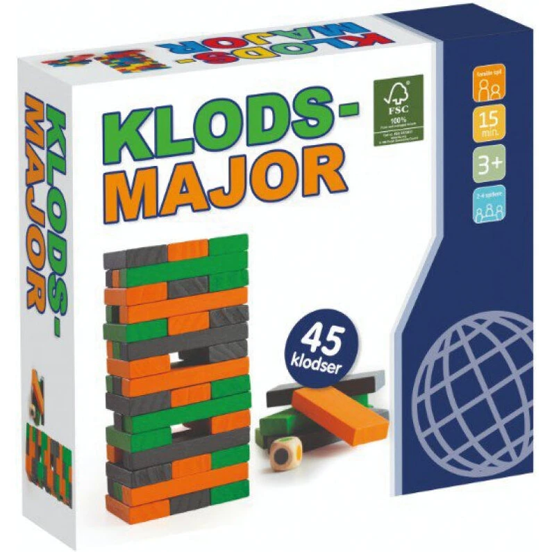 GA-Toys Klodsmajor træspil, 45 farvede klodser, fra 3 år
